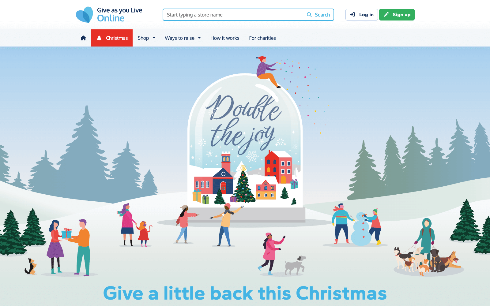 Screenshot of Christmas landing page