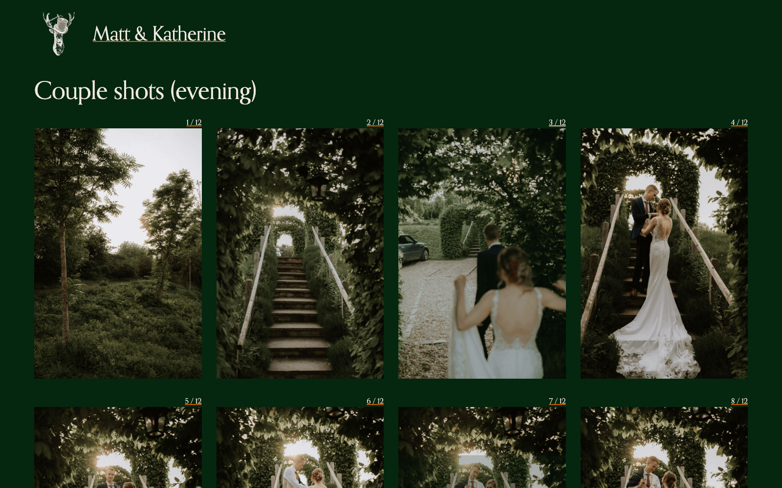 Screenshot of my wedding website